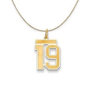 14k Yellow Gold, Jersey, Med Number 19 Necklace - 16 Inch